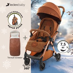 Коляска прогулочная детская Leclerc baby Hexagon Heritage Sport Brown с меховым конвертом