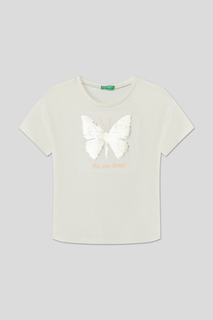 Футболка детская Benetton 3I1XC10IA, молочный, 146