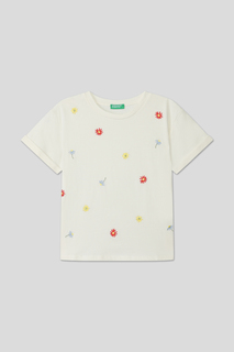 Футболка детская Benetton 3096C10I3, молочный, 122