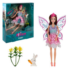Кукла Alisa Fairy Фея с розовой прядью, крыльями, цветами и зайцем, 29 см 1toy