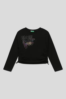 Лонгслив детский Benetton 3VR5C106Q, черный, 128