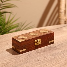 Игра настольная "Домино" в шкатулке 17х6х5 см, дерево шишам No Brand