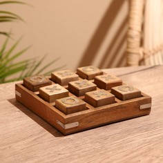 Игра настольная "Крестики-нолики" 17х17 см, манговое дерево, сталь No Brand