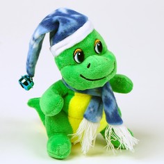 Мягкая игрушка Дракоша, в синем колпаке, 15 см, цвет зелёный No Brand