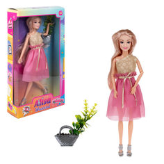 Кукла Alisa Weekend в розовом платье, с аксессурами: сумочкой, цветами, 29 см 1toy