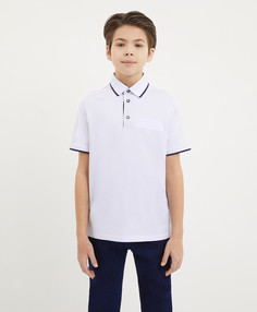 Поло с коротким рукавом из пике белое для мальчика Gulliver, 158, 224GSBJC1405