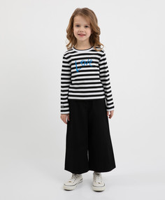 Джинсы силуэта палаццо черные для девочек Gulliver (128)