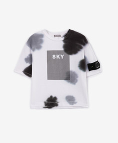 Футболка с крашением тай-дай(tie-dye) белая для мальчика Gulliver (128)