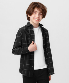 Рубашка с принтом в клетку черная Button Blue (122)