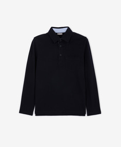 Поло из пике с контрастной отделкой синее для мальчика Gulliver (134)