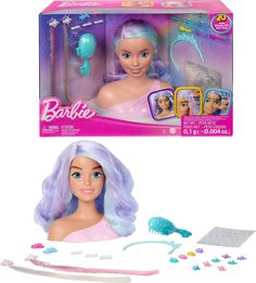 Торс для причесок Барби стиль Лаванда, 20 аксессуаров для создания образа Barbie