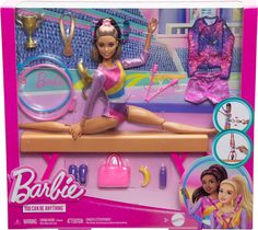 Игровой набор Барби брюнетка шарнирная гимнастка Barbie выпуск 2024