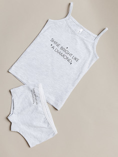 Комплект Batik Майка и Трусы 002_НБО24 , серый меланж, 122 Батик