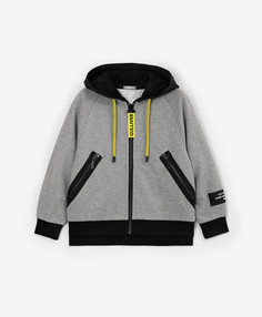 Толстовка распашная из меланжевого трикотажа серая Gulliver, 128, 22406BMC1607