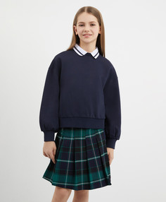 Толстовка со съёмным воротником синий для девочки Gulliver, 122, 224GSGC1601