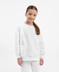 Толстовка с карманами на молнии из капитония белая для девочки Gulliver, 116, 22403GMC1606