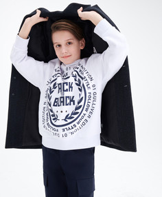 Толстовка нераспашная с принтом белая для мальчика Gulliver, 152, 224GSBJC1604