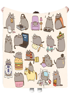 Плед покрывало StarFriend кот Пушин в разных ситуациях Pusheen the Cat 124х153 см