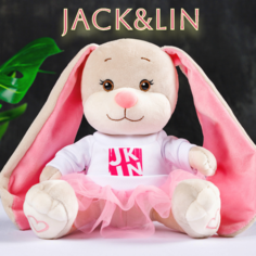 Мягкая игрушка Maxitoys JACK&LIN плюшевая зайка розовая X-JL-03202306-20