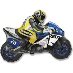 Шар фольгированный Flexmetal Мотоцикл Синий 79 см, с гелием и грузиком