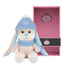 Мягкая Игрушка Maxitoys Зайчик в Голубом Шарфе и Шапочке 20 см X-JL-032208-20