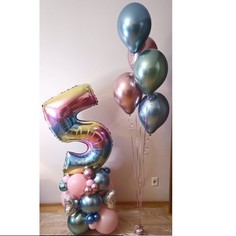 Набор шаров с гелием 81 - шары с цифрой 5, 37 шт No Brand