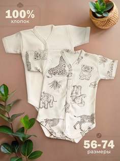 Боди детское Bunny Care 1, животные/сливки, 56