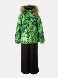 Комплект верхней одежды детский Huppa Winter, 42479-неоново-зеленый с рисунком черный, 116