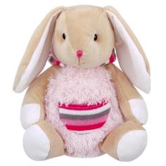Игрушка мягкая Relana Зайка в меховом розовом худи с карманом 19 см
