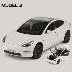 Машинка металлическая инерционная Карандашофф Tesla Model 3 белая 21 см
