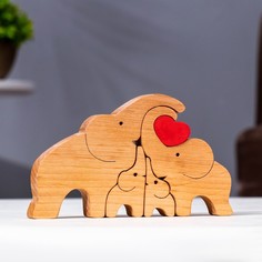 Сувенир-пазл "Семья слонов", 4 шт ,16,5х10 см No Brand