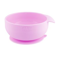 Тарелка детская посуда силиконовая на присоске для девочки, розовая, Chicco, 6м+
