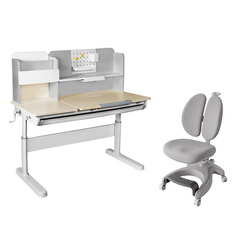 Регулируемый по высоте парта с надстройкой и кресло Cubby GineproиSolerte Grey