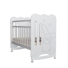 Кровать детская Sweet Rabbit колесо-качалка (белый) ( 1200х600) ВДК