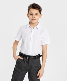 Сорочка полуприталенная с коротким рукавом белая Button Blue (146)