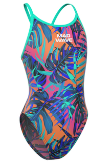 Купальник слитный детский Mad Wave Flare Junior PBT E7 антихлор разноцветный 158