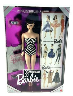 Кукла Барби Брюнетка коллекционная Vintage 35th Anniversar 1959 Reproduction in Box 1993 Barbie