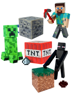 Фигурки Майнкрафт 3 в 1 Стив Крипер Эндермен Minecraft с аксессуарами 7 и 6 см Star Friend