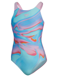 Купальник слитный детский Speedo Printed Pulseback, голубой; розовый, 158