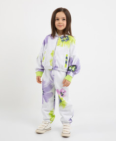 Брюки-джоггеры с крупным цветочным рисунком белые для девочек Gulliver (104)