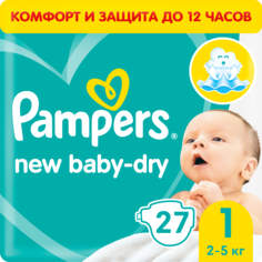 Подгузники для новорожденных Pampers New Baby-Dry Newborn (2-5 кг) 27 шт.