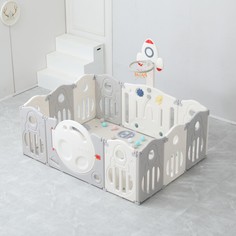 Большой детский игровой манеж, комплекс UNIX Kids SUPREME Space 160x160 Grey