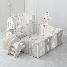 Большой детский игровой манеж, комплекс с качелями UNIX Kids SUPREME Space 160x160 Grey