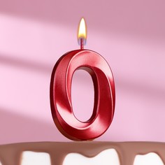 Свеча в торт на шпажке «?Грань», цифра "0", 5 х 3.5 см, красная Страна Карнавалия