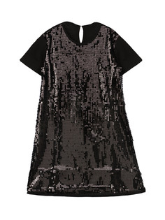 Платье трикотажное для девочек PlayToday, черный, 128