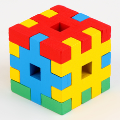 Головоломка деревянная "Цветной куб" Puzzle