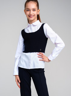 Жилет трикотажный для девочек PlayToday, тёмно-синий, 140