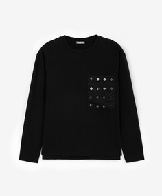 Лонгслив с нагрудным карманом чёрный для мальчика Gulliver (158)