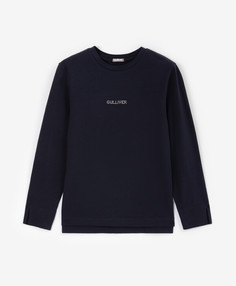 Лонгслив с отделкой стразами синий для девочки Gulliver (128)