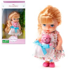 Кукла-мини Baby Ardana серия Питомец блондинка с розовым мишкой 11 см A593/розовыймишка Junfa Toys